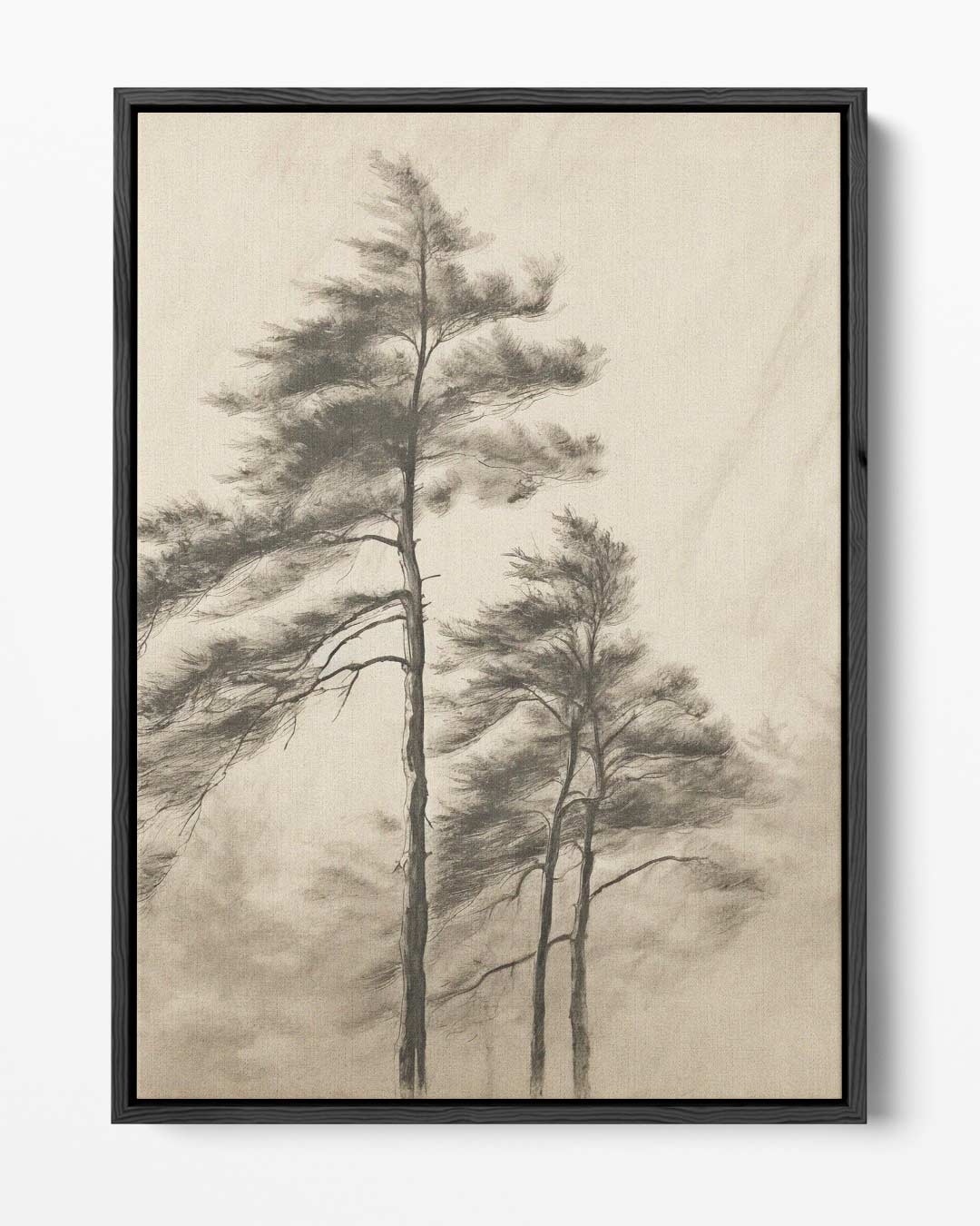 Sereen Boslandschap in Potlood Kunstwerk-canvas-dibond-plexiglas-wanddecoratie-WallArtistic