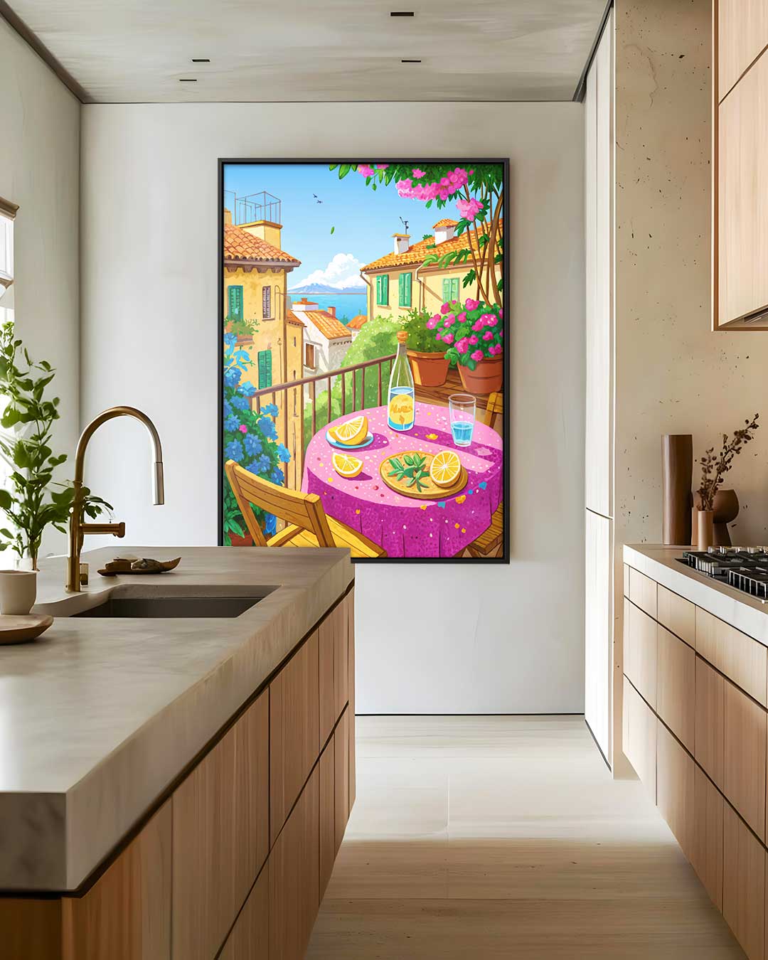 Zomer op het Balkon Kunstwerk-canvas-dibond-plexiglas-wanddecoratie-WallArtistic