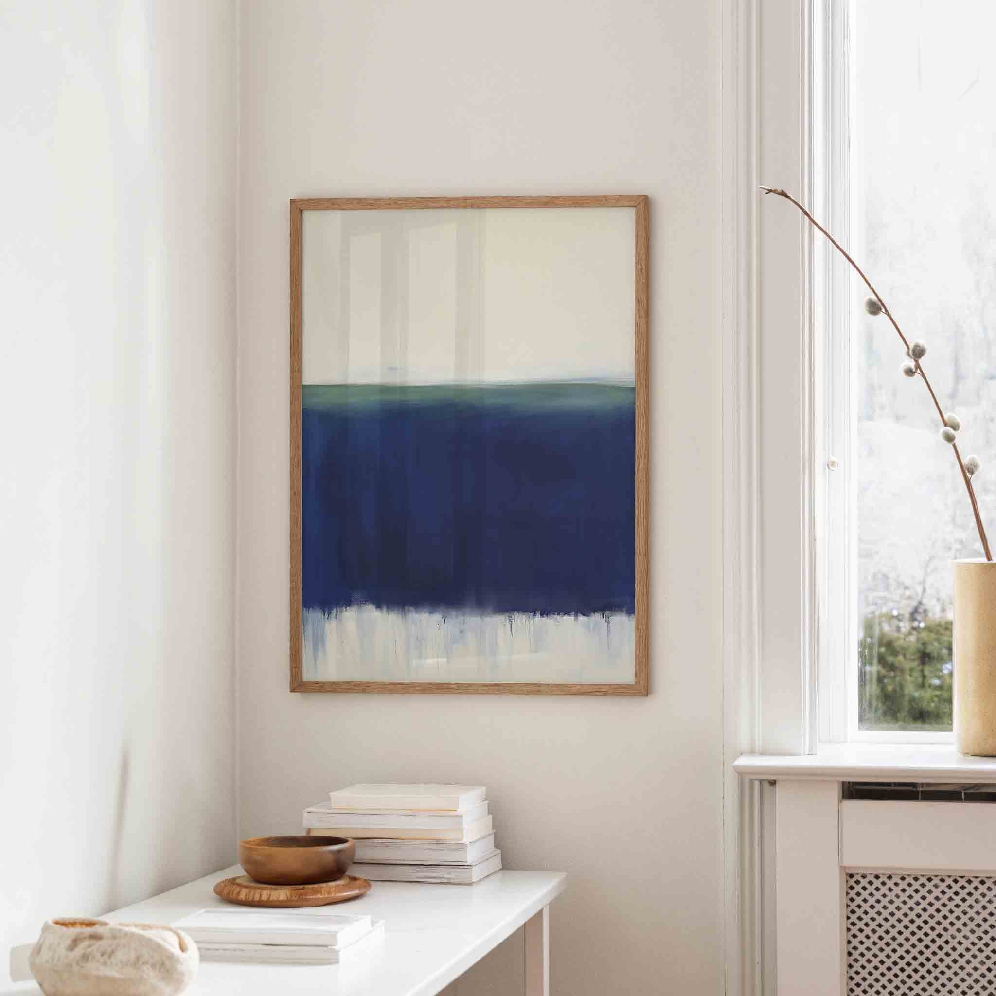 Horizontale blauwe en witte Poster