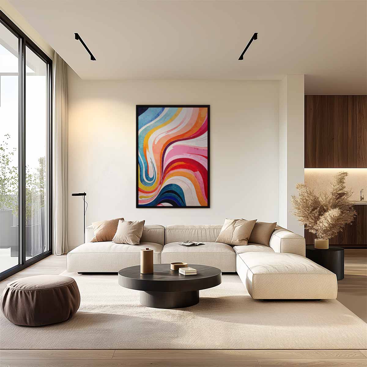 Kleurrijke Golven van Emotie Kunstwerk-canvas-dibond-plexiglas-wanddecoratie-WallArtistic
