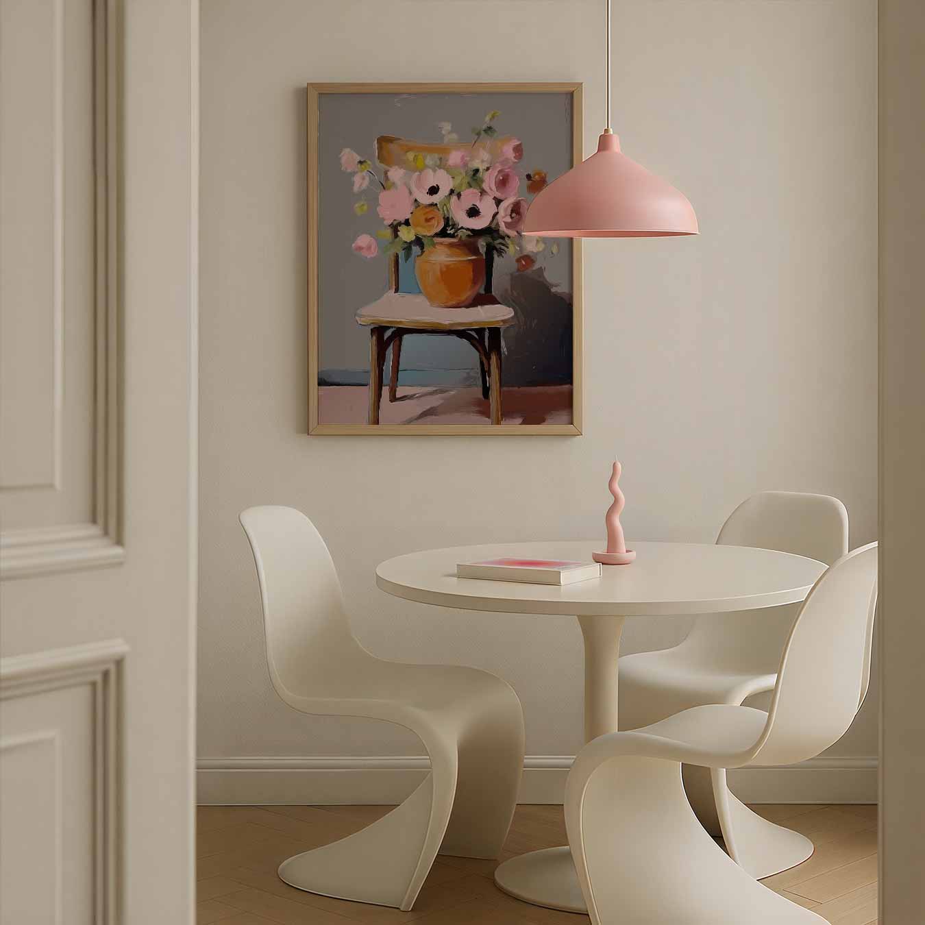 Bloemenpracht op Stoel Poster