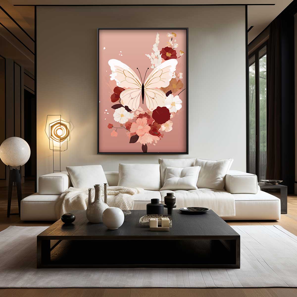 Vlinder in Bloemenpracht Kunstwerk-canvas-dibond-plexiglas-wanddecoratie-WallArtistic