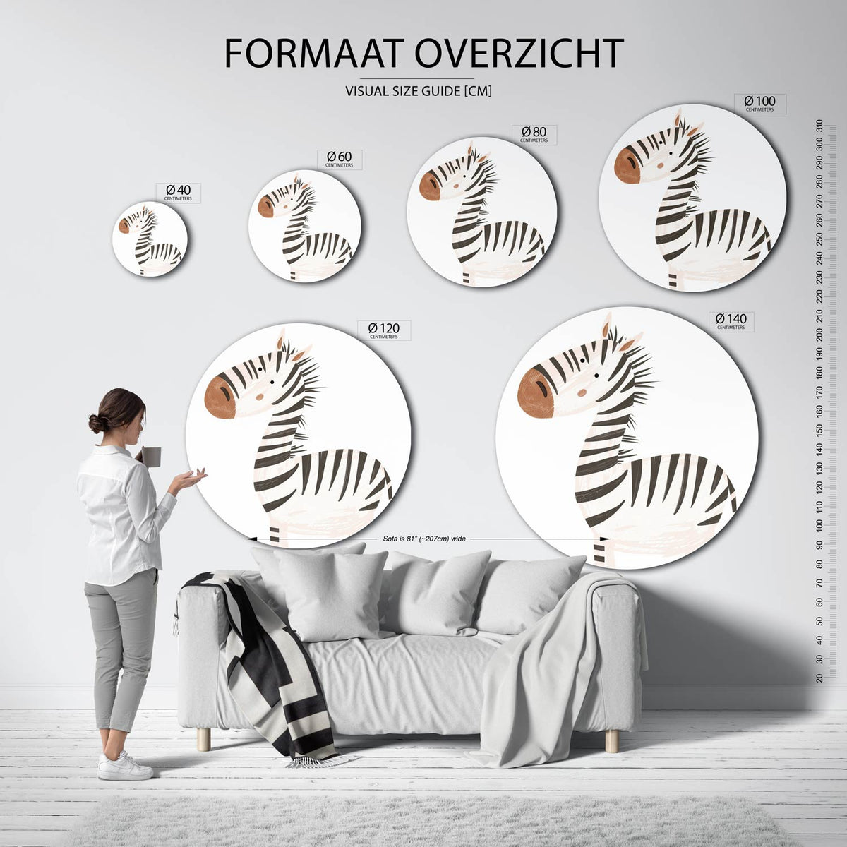 Zebra illustratie Muurcirkel