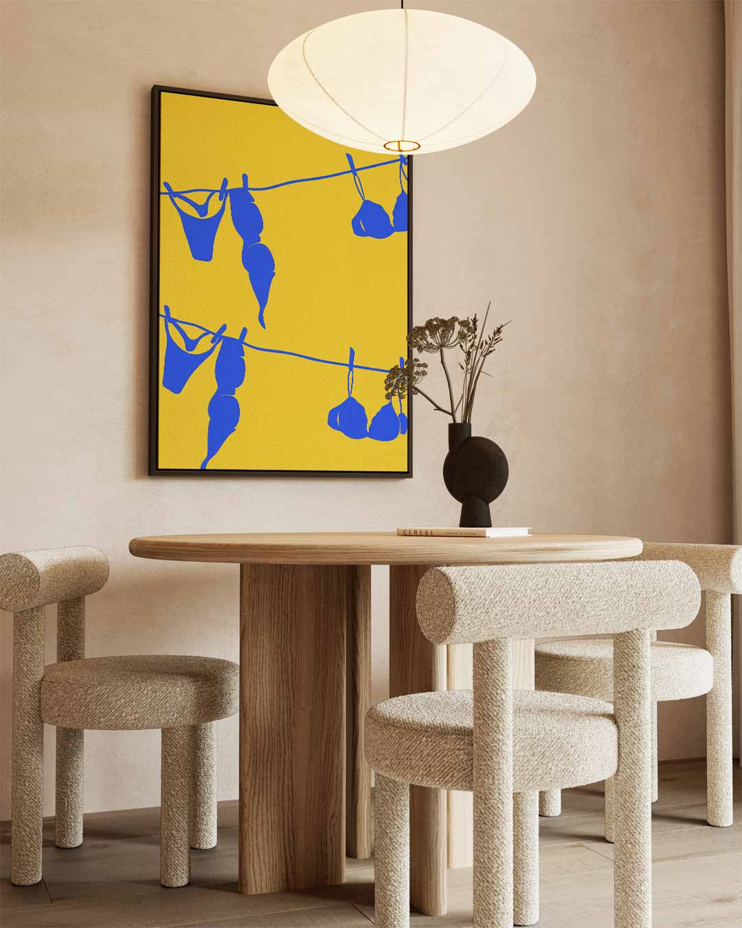 Waslijn in Blauwe Vormen Kunstwerk-canvas-dibond-plexiglas-wanddecoratie-WallArtistic