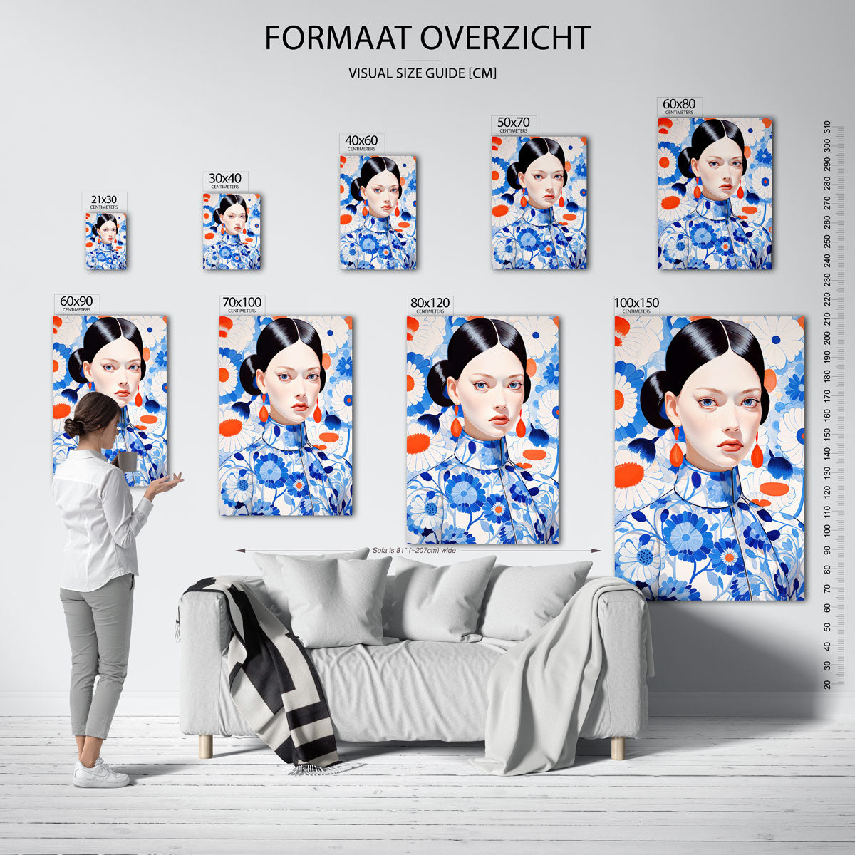 Vrouw met bloemenpatroon Poster