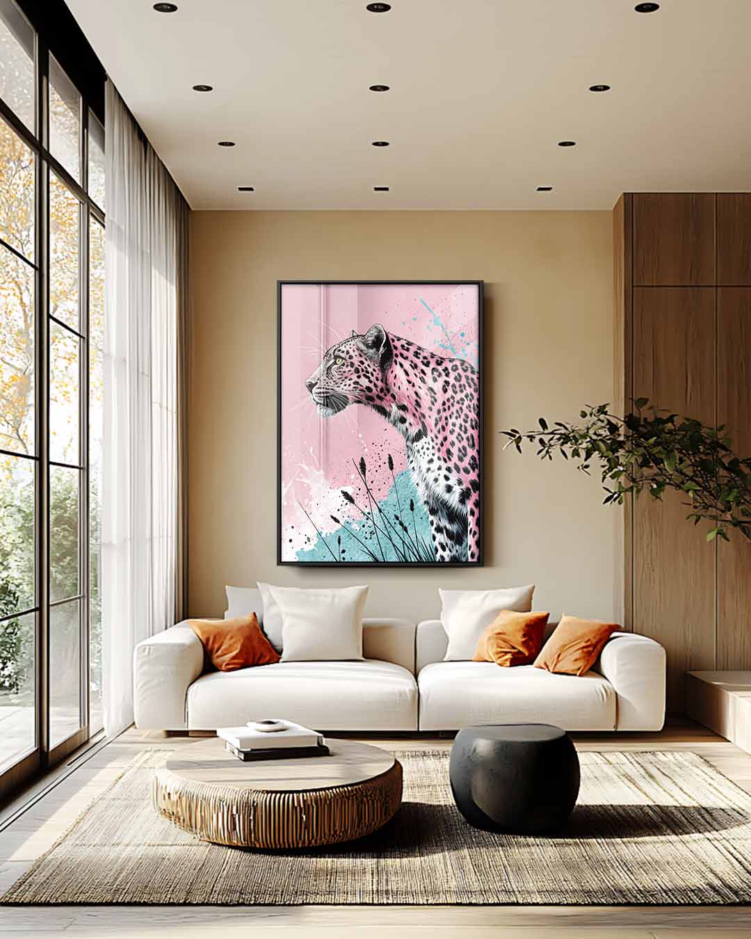 Roze Panter op Avontuur Kunstwerk-canvas-dibond-plexiglas-wanddecoratie-WallArtistic