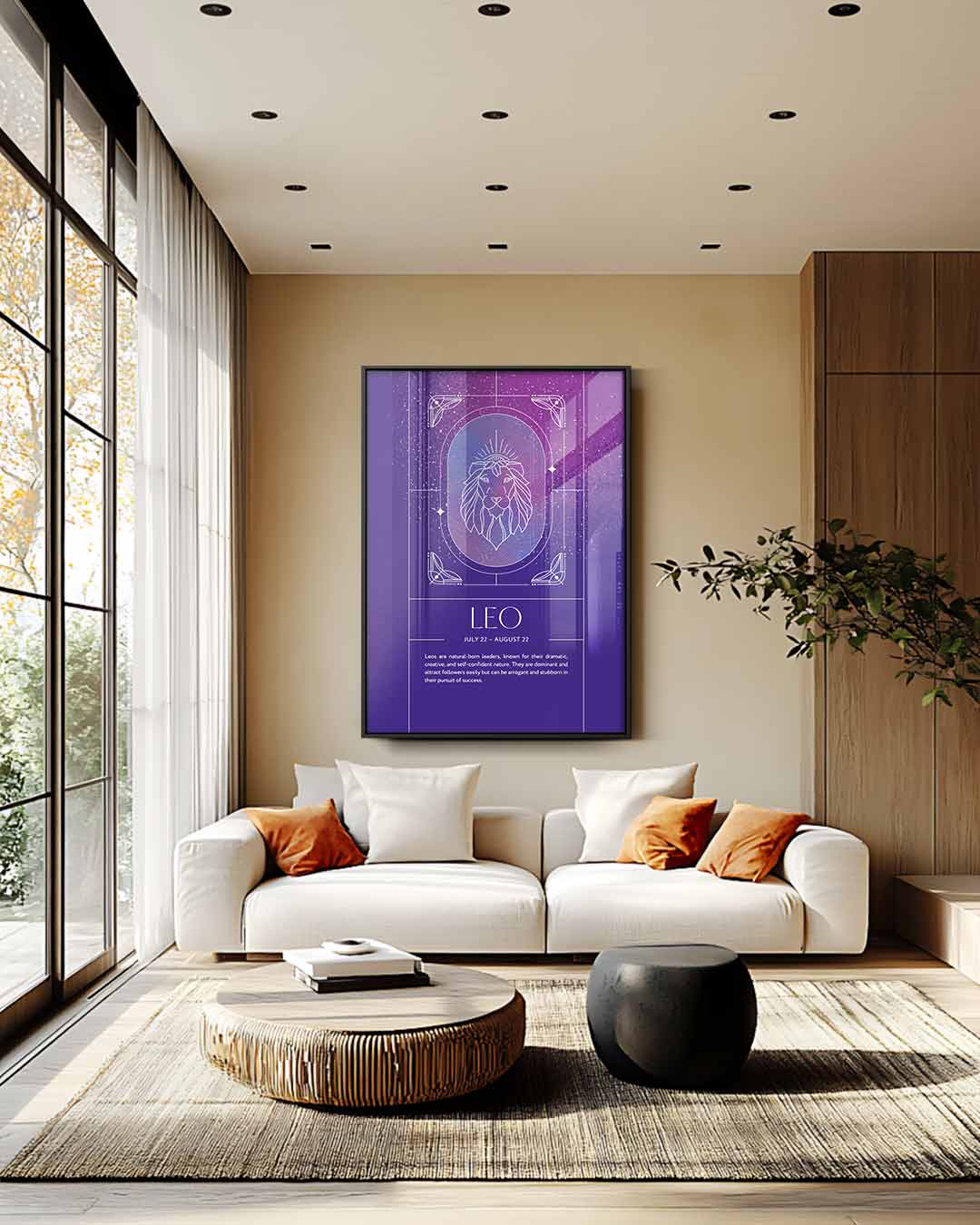 Leeuw Sterrenbeeld Kunstwerk-canvas-dibond-plexiglas-wanddecoratie-WallArtistic