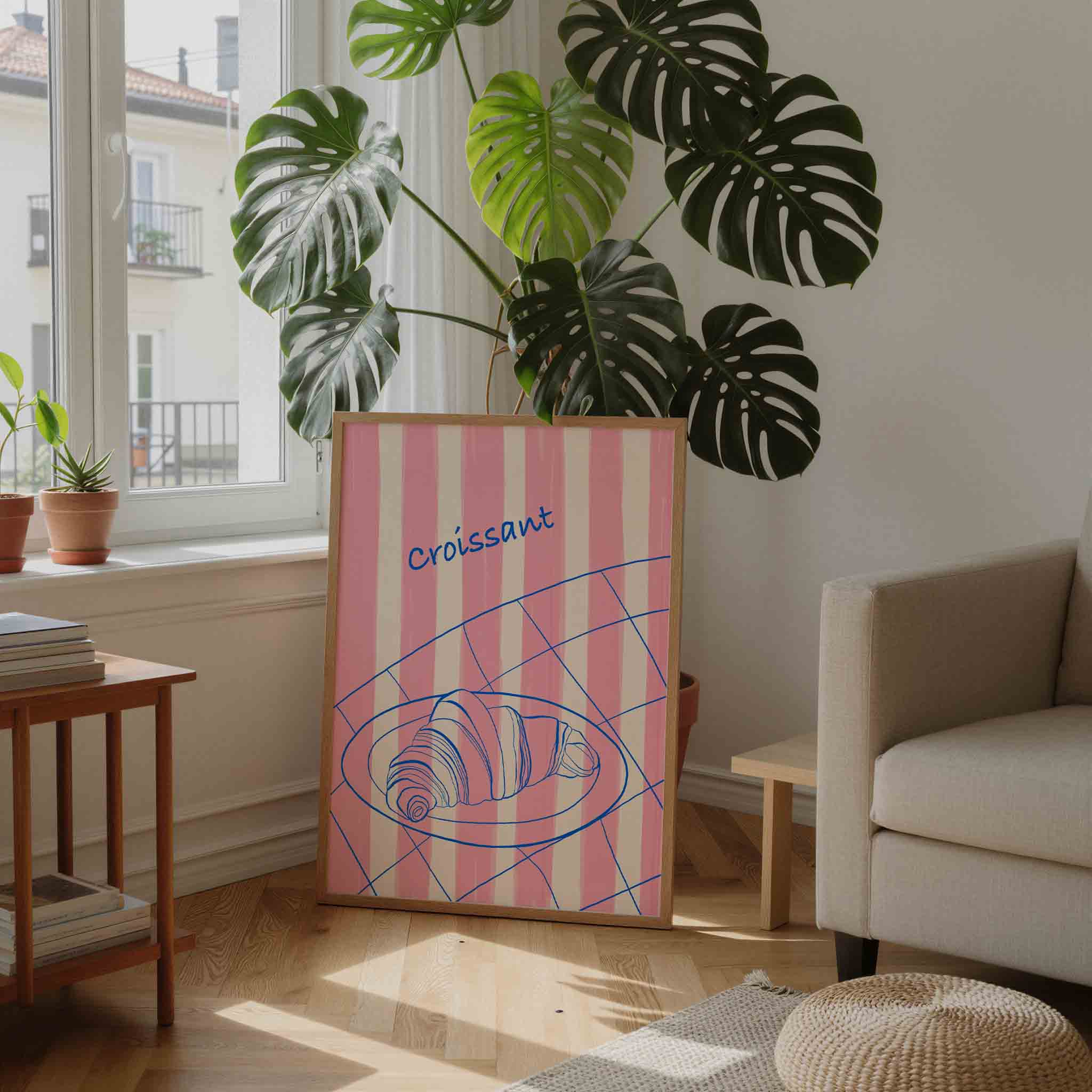 Croissant op bord Poster
