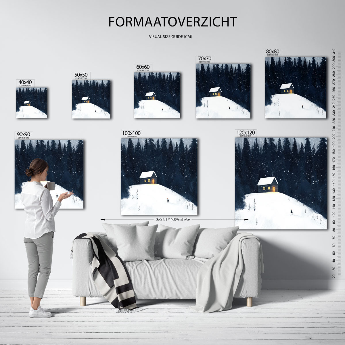 Sneeuwlandschap met huis Poster