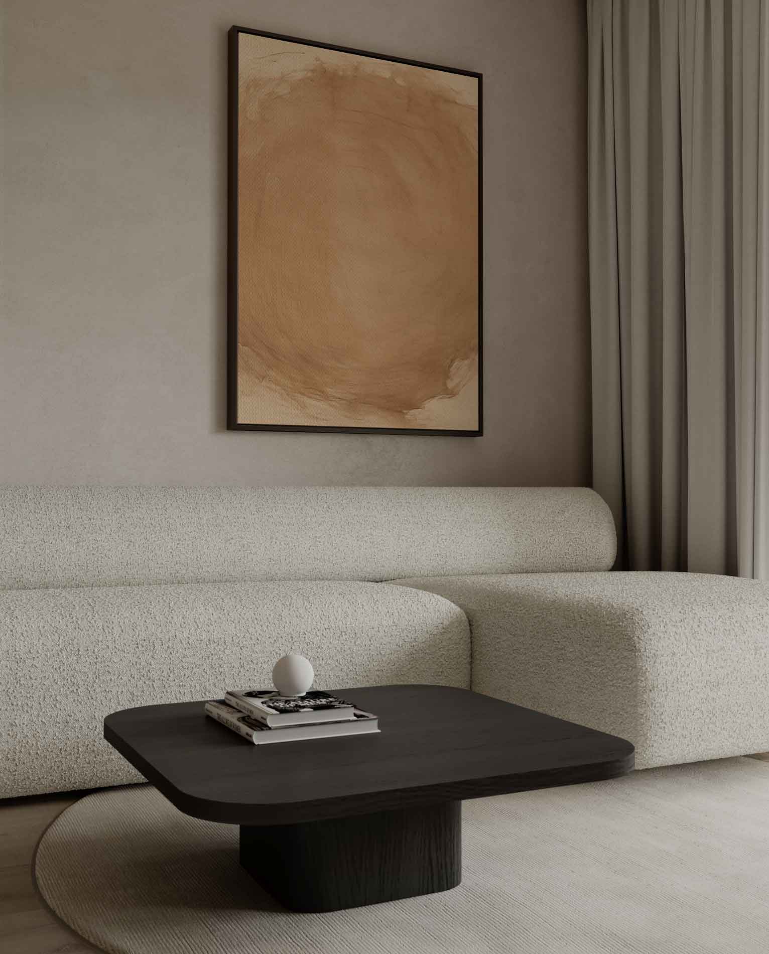 Zachte Okratonen Waterverf Kunstwerk-canvas-dibond-plexiglas-wanddecoratie-WallArtistic