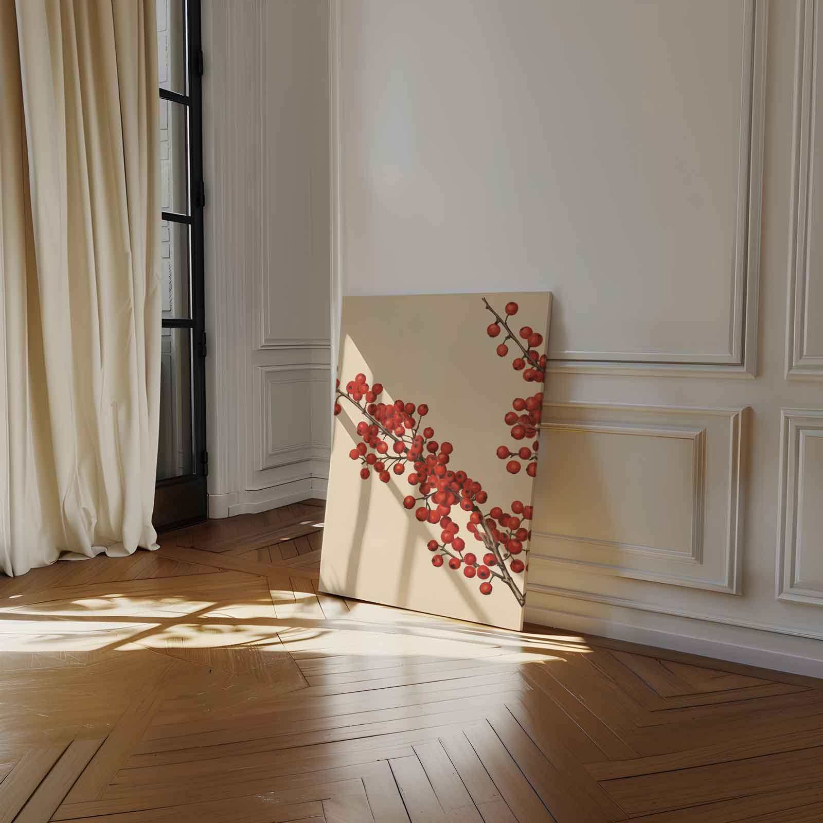 Winterse Bessenpracht Kunstwerk-canvas-dibond-plexiglas-wanddecoratie-WallArtistic