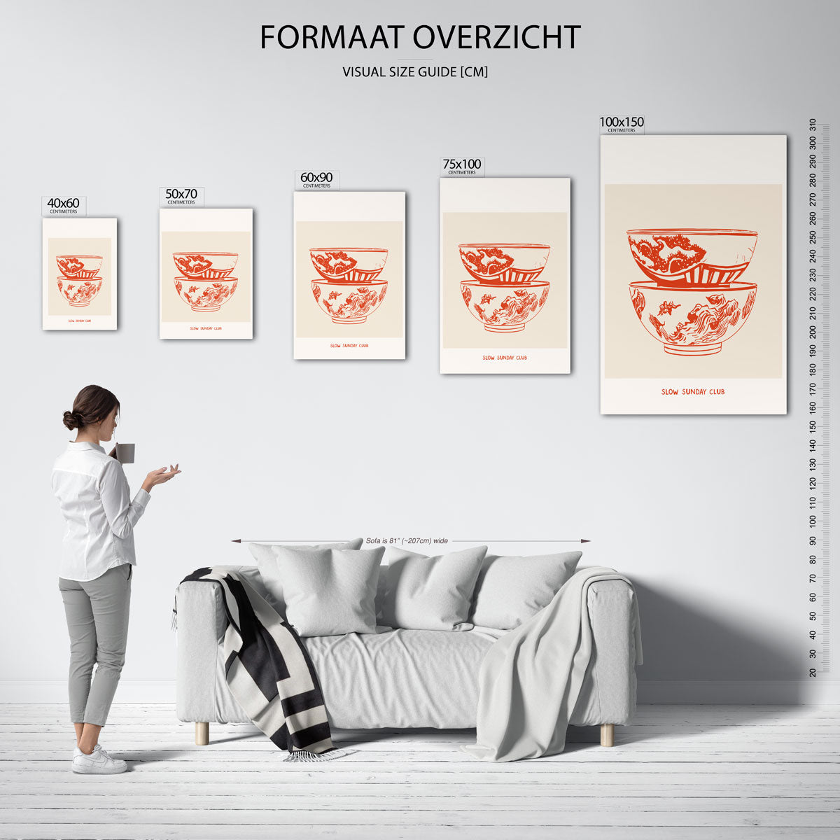 Gestapelde schalen illustratie Kunstwerk