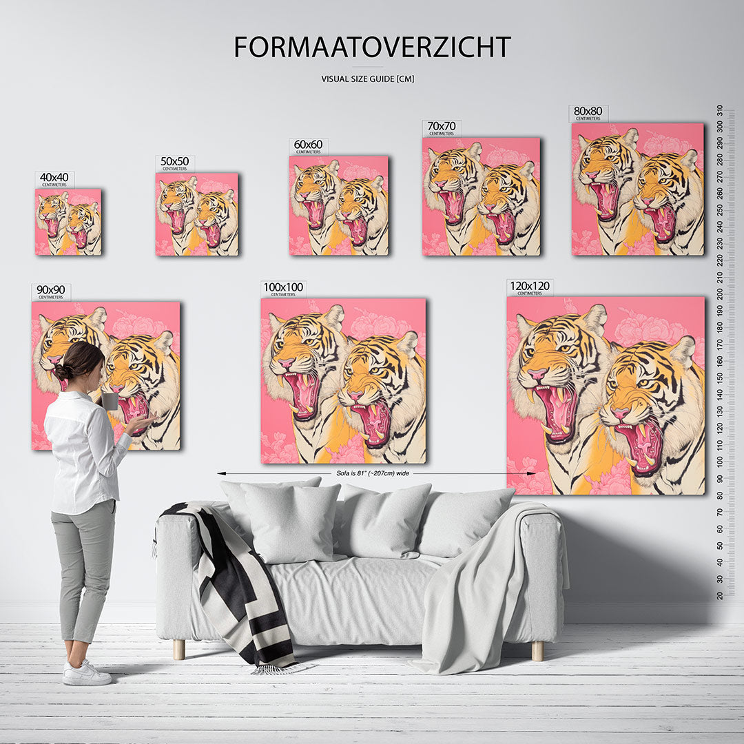 Twee brullende tijgers Kunstwerk