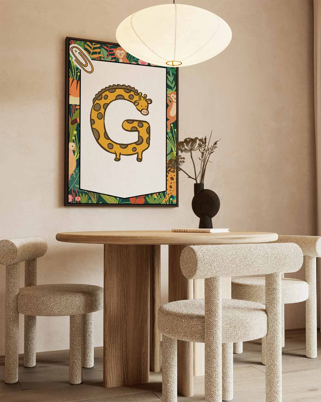 Giraffe Letter G Poster Kunstwerk-canvas-dibond-plexiglas-wanddecoratie-WallArtistic
