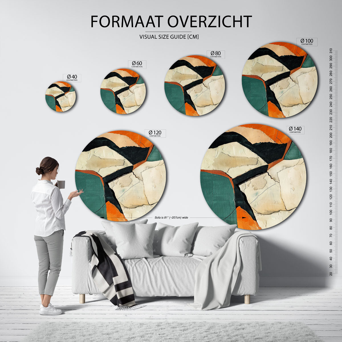 Abstracte vormen Muurcirkel