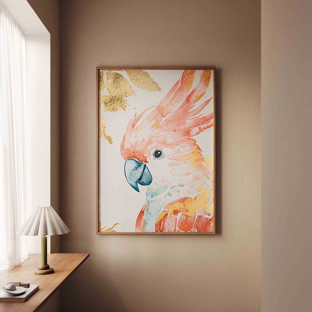 Papegaai met gouden bladeren Poster