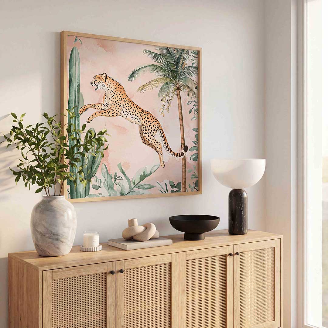 Springende cheetah Poster