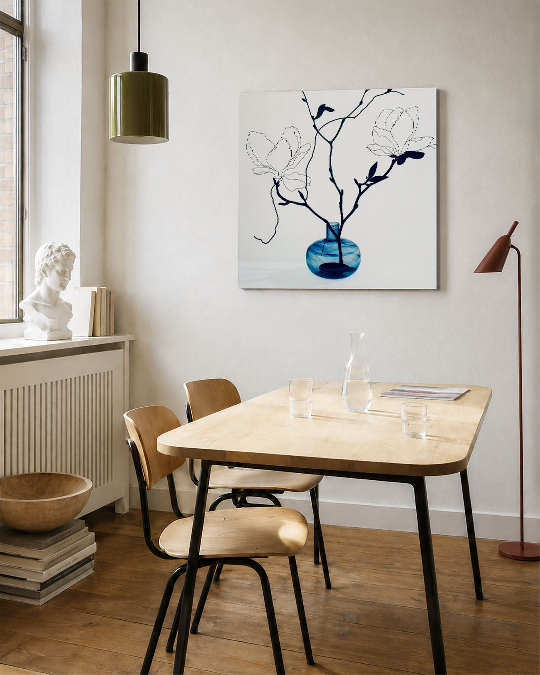 Lijnbloemen in vaas Kunstwerk