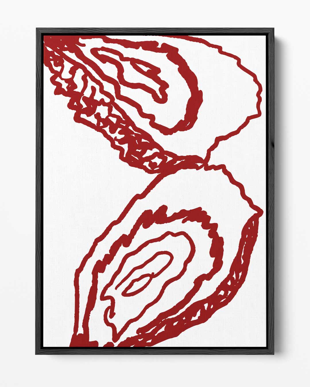 Rode Oester Lijnen Kunstwerk-canvas-dibond-plexiglas-wanddecoratie-WallArtistic