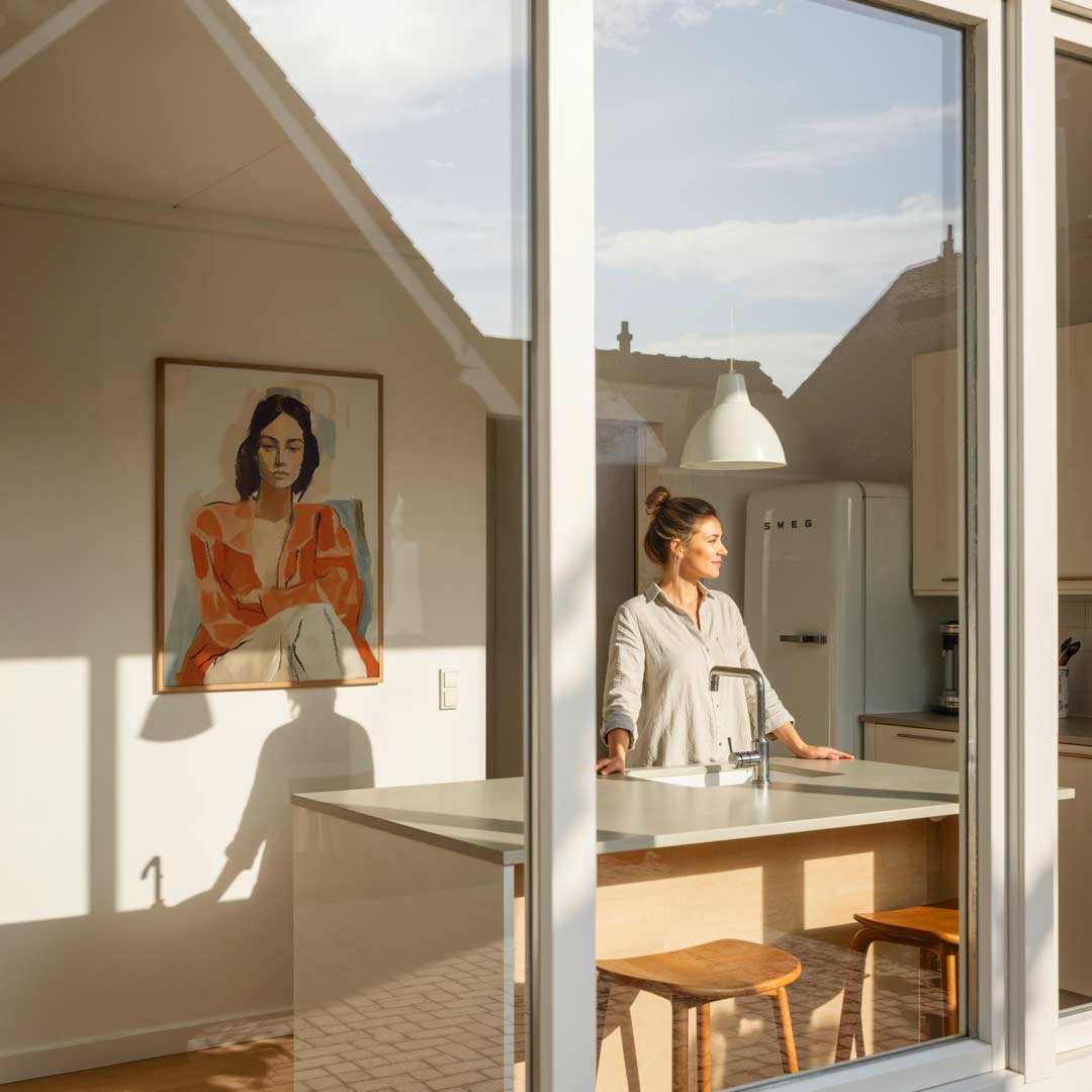 Stijlvolle Portretillustratie in Oranje Poster-WallArtistic