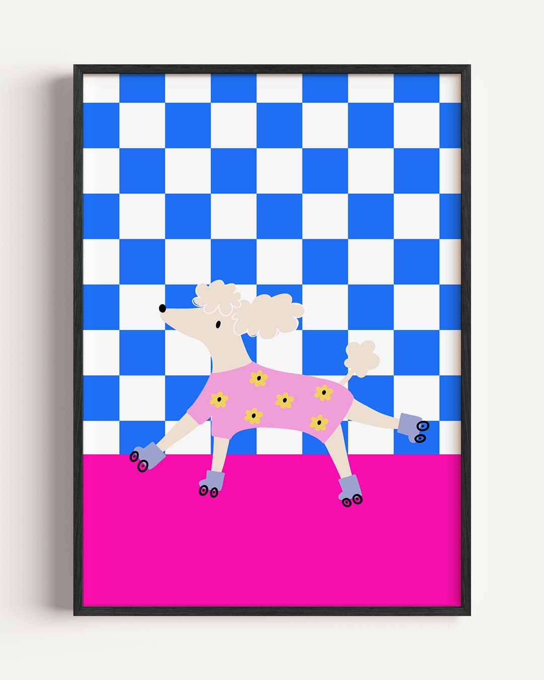Vrolijke Poedel op Rolschaatsen Poster
