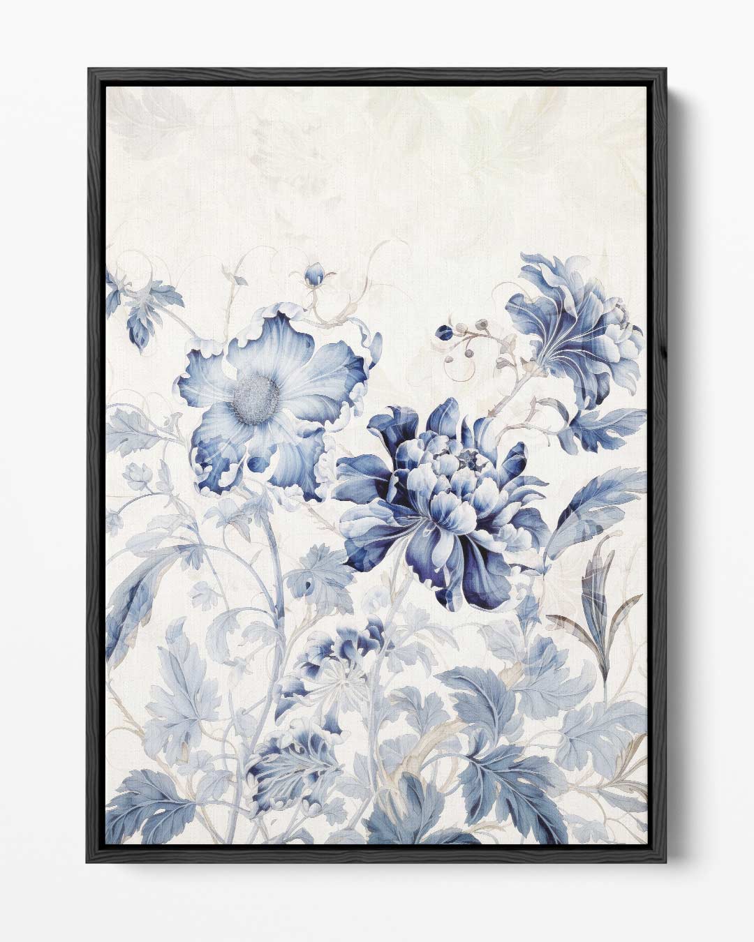 Dromerige Blauw-Witte Bloemen Kunstwerk-canvas-dibond-plexiglas-wanddecoratie-WallArtistic