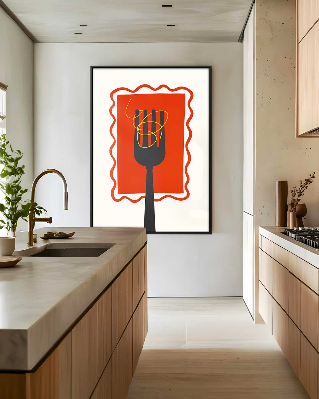 Pasta Fork Delight Kunstwerk-canvas-dibond-plexiglas-wanddecoratie-WallArtistic
