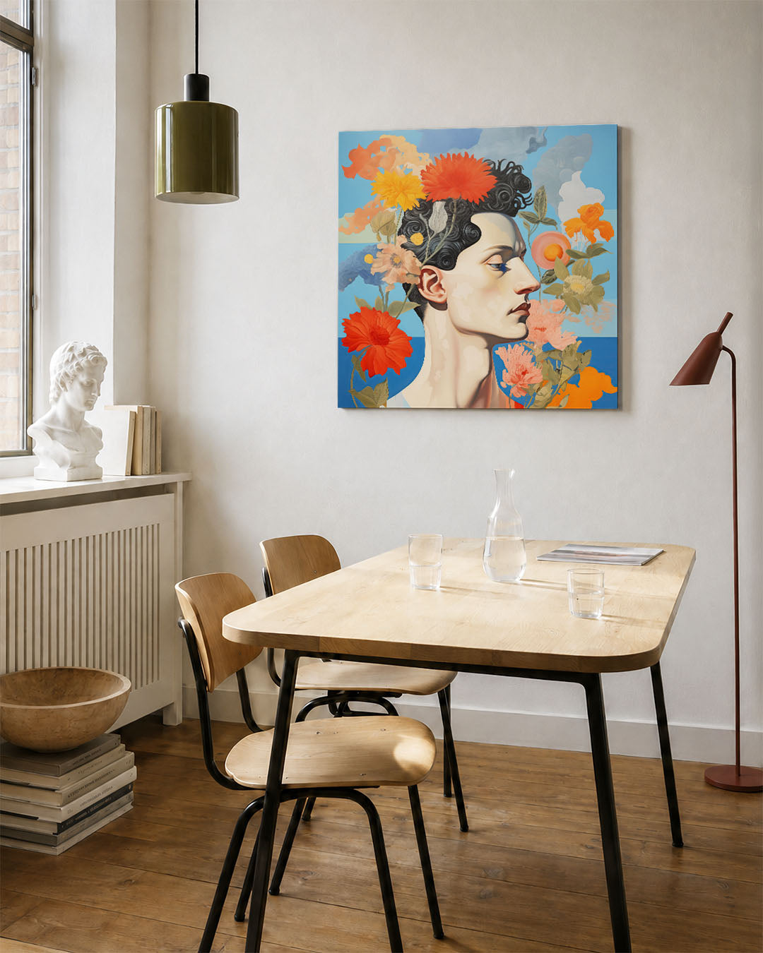 Bloemrijke portret Kunstwerk