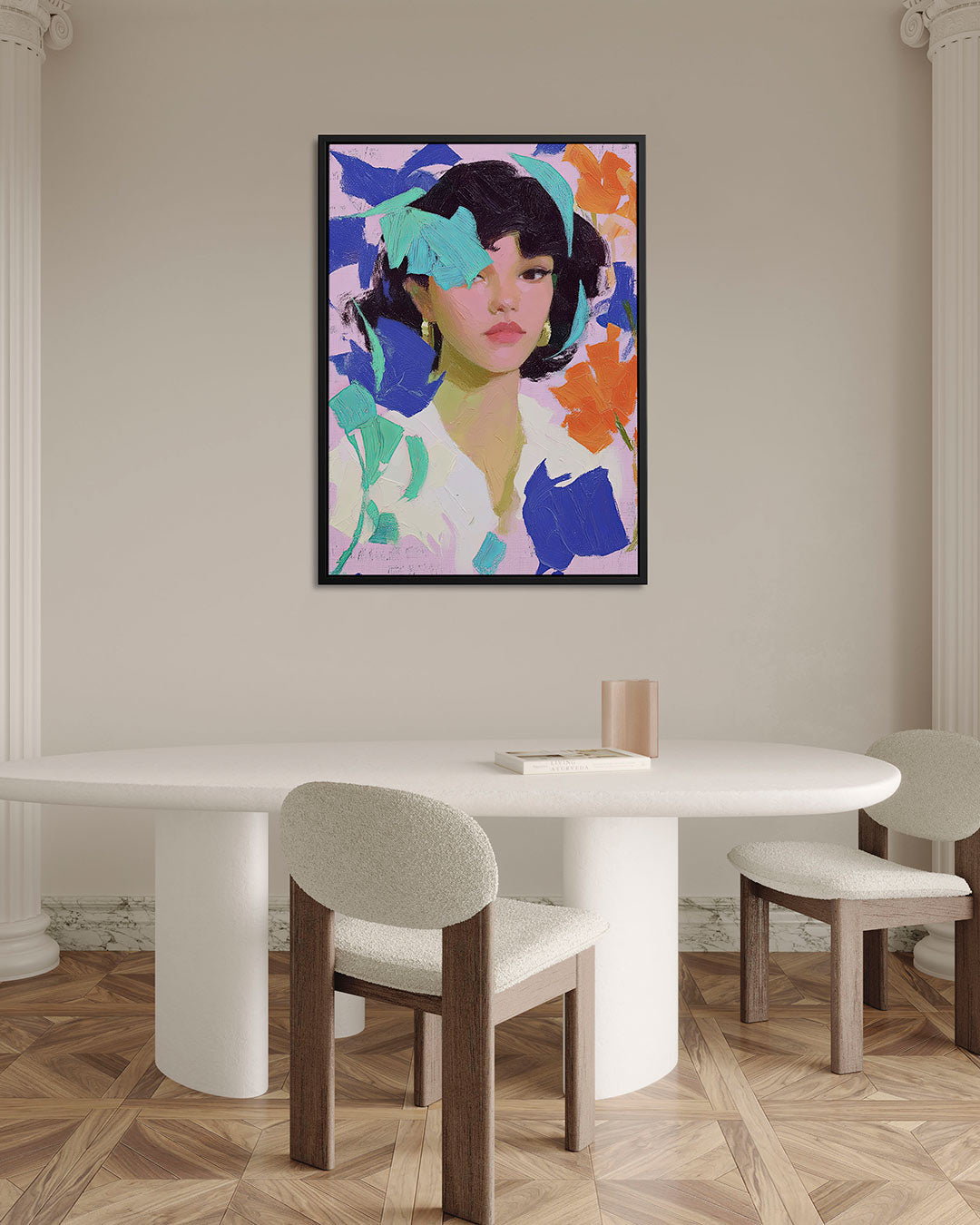 Vrouwelijk portret met kleuren Kunstwerk