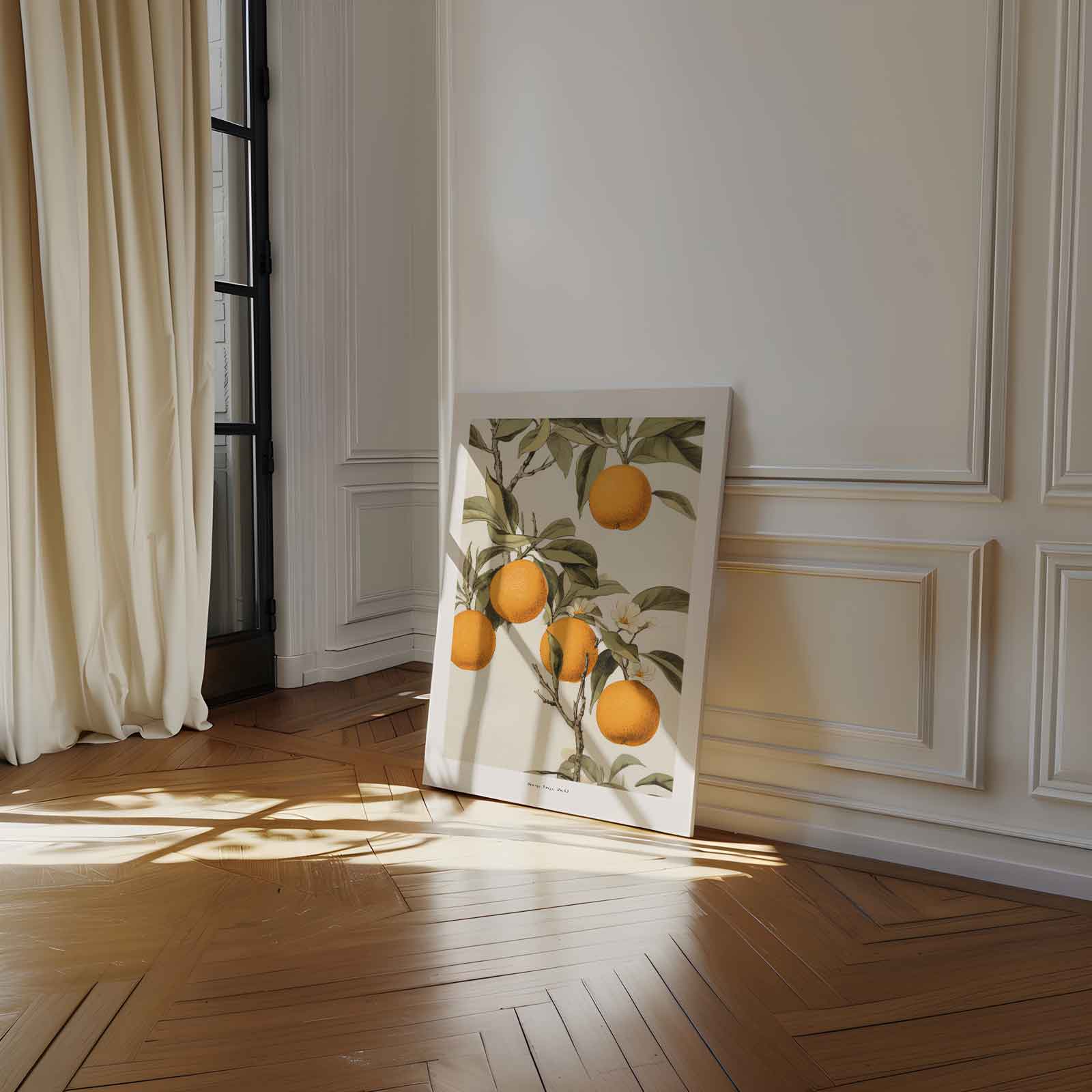Vintage Sinaasappel Illustratie Kunstwerk-canvas-dibond-plexiglas-wanddecoratie-WallArtistic