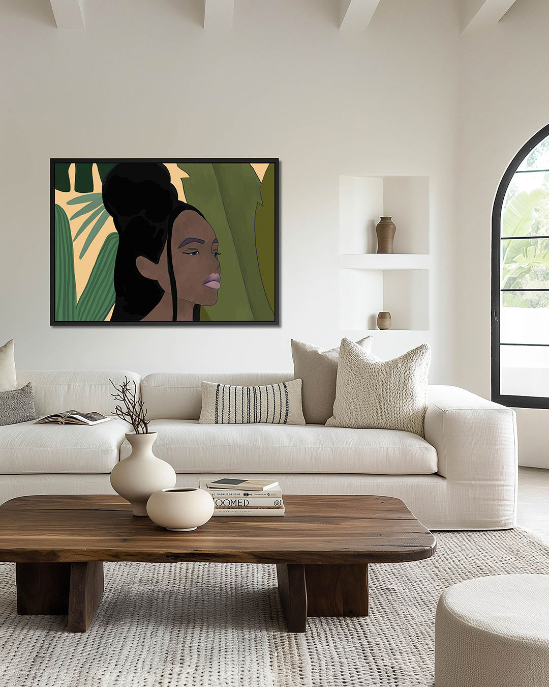 Portret met bladeren Kunstwerk