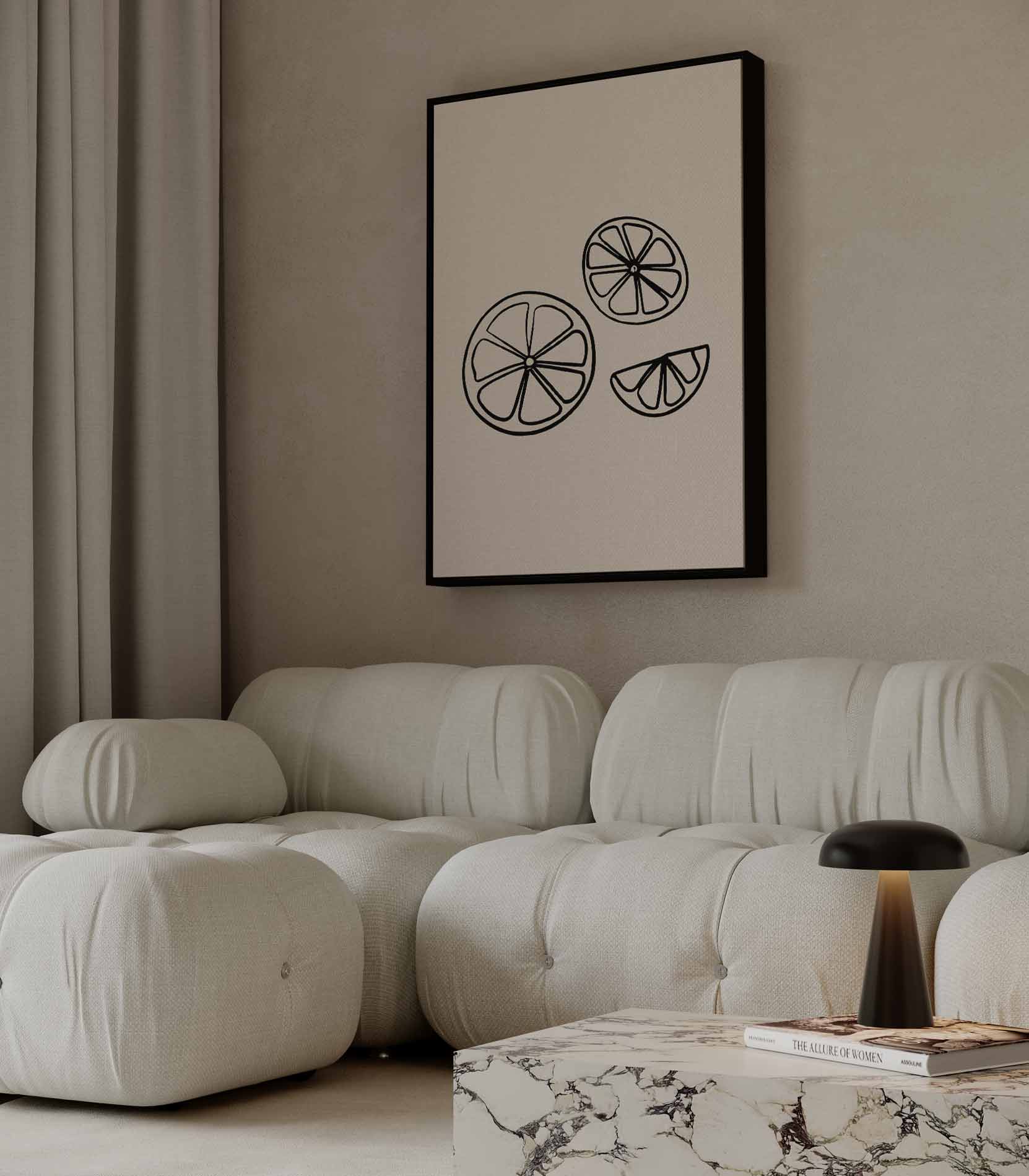 Zomerse Citrus Slices Illustratie Kunstwerk-canvas-dibond-plexiglas-wanddecoratie-WallArtistic