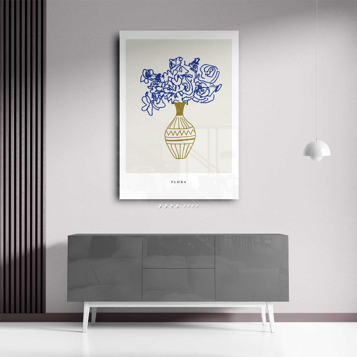 Bloeiend Geel en Blauw Kunstwerk-canvas-dibond-plexiglas-wanddecoratie-WallArtistic