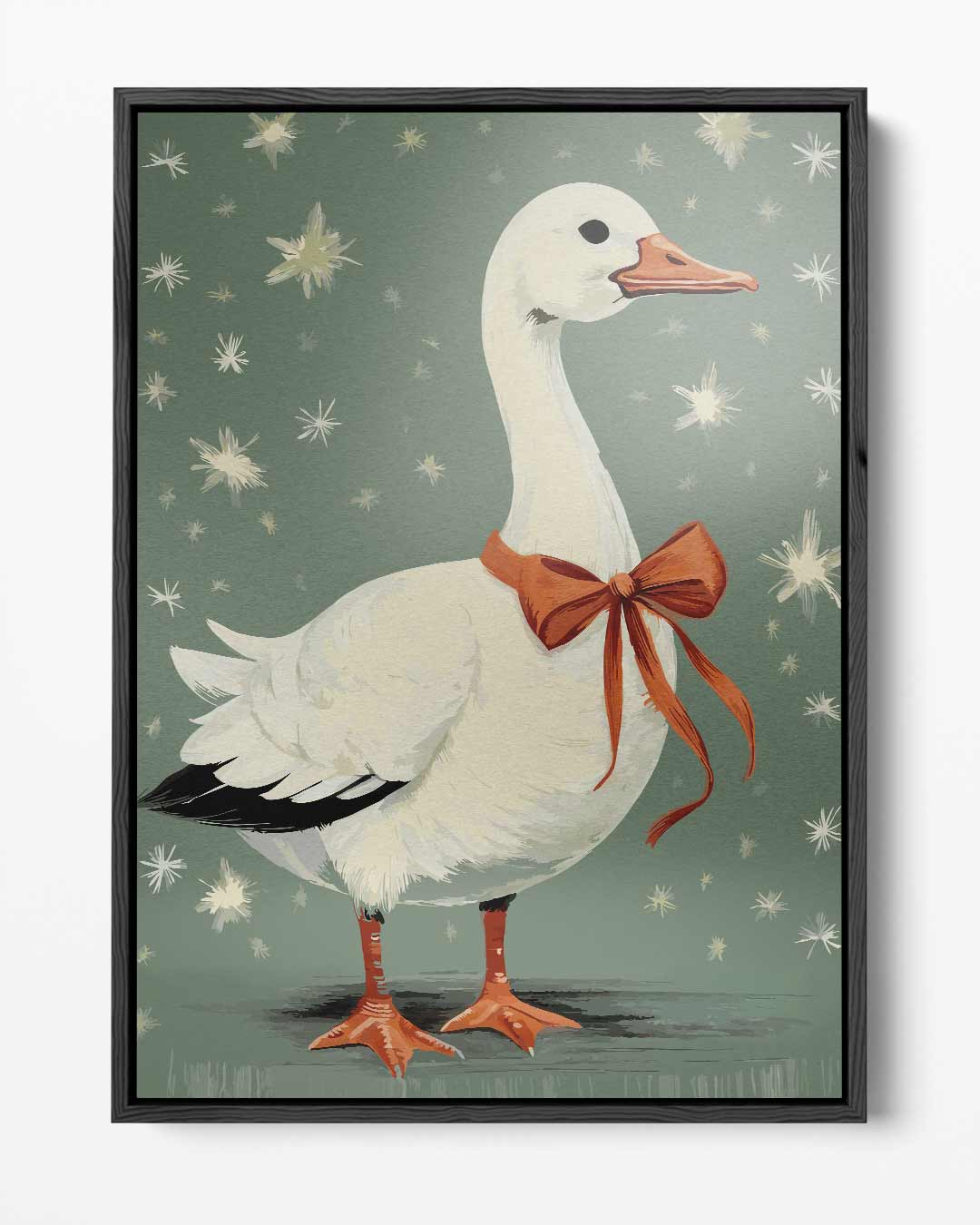 Gans met Strik en Sterrenhemel Kunstwerk-canvas-dibond-plexiglas-wanddecoratie-WallArtistic