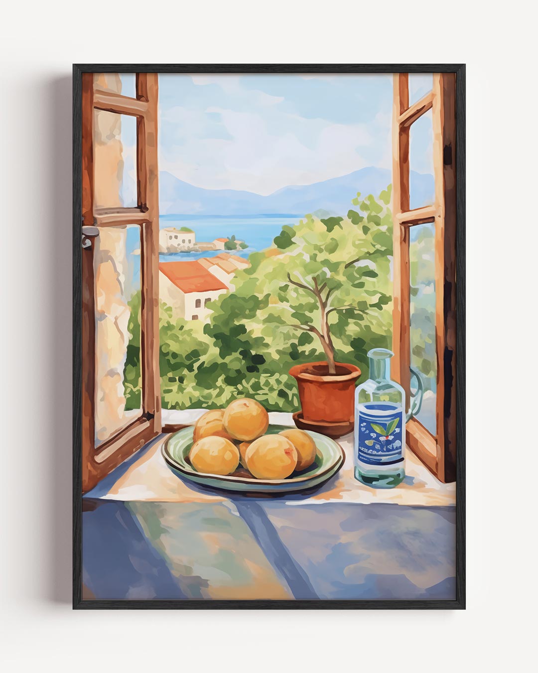 Mediterrane Venster Uitzicht Poster-WallArtistic