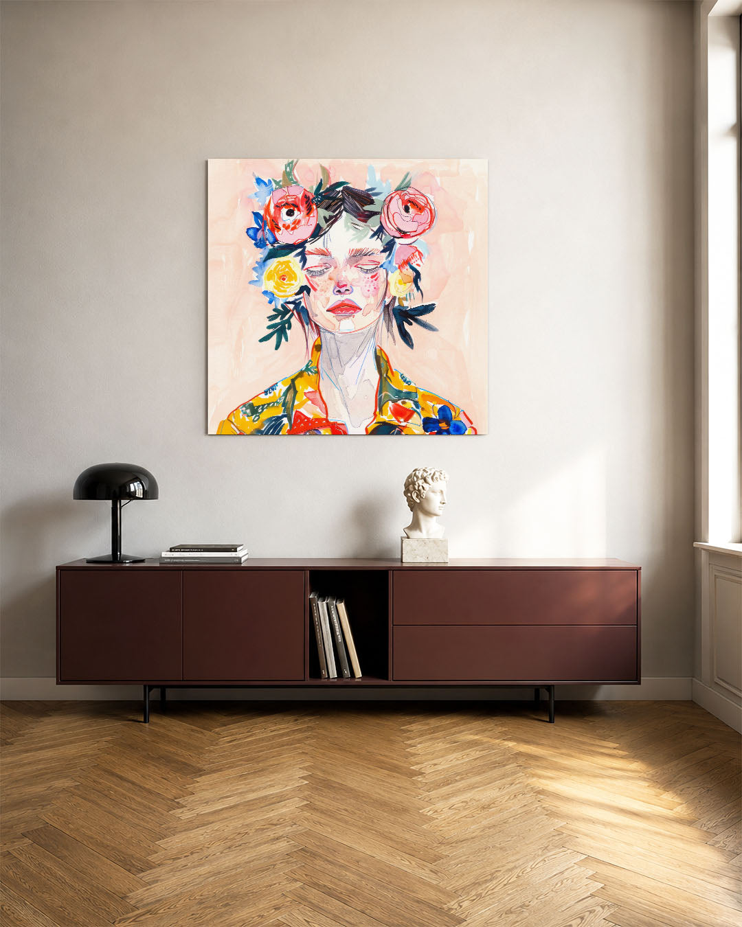 Bloemrijke portret Kunstwerk