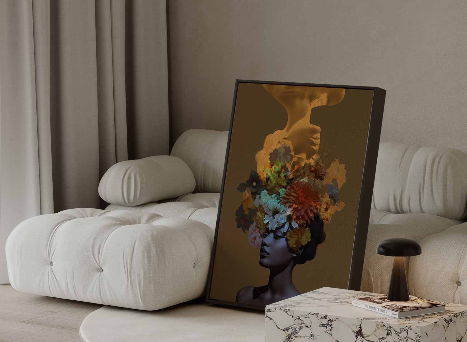 Bloemendroom Portret Kunstwerk-canvas-dibond-plexiglas-wanddecoratie-WallArtistic