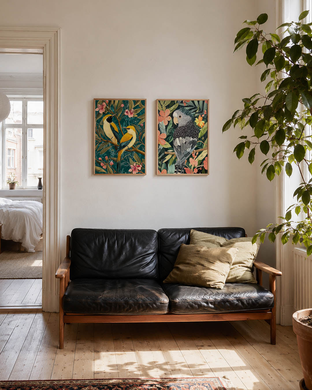 Vogels en bloemen Posterset