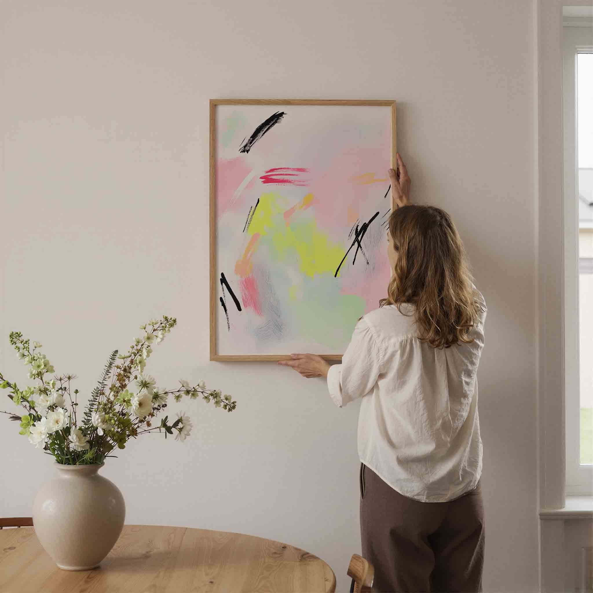 Abstracte penseelstreken Poster