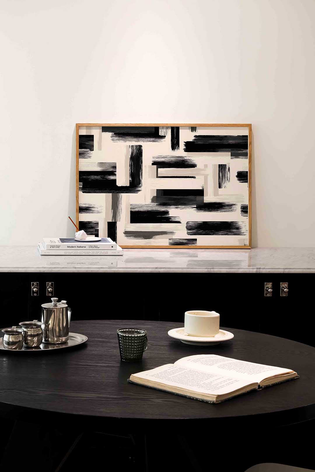 Abstracte penseelstreken Poster