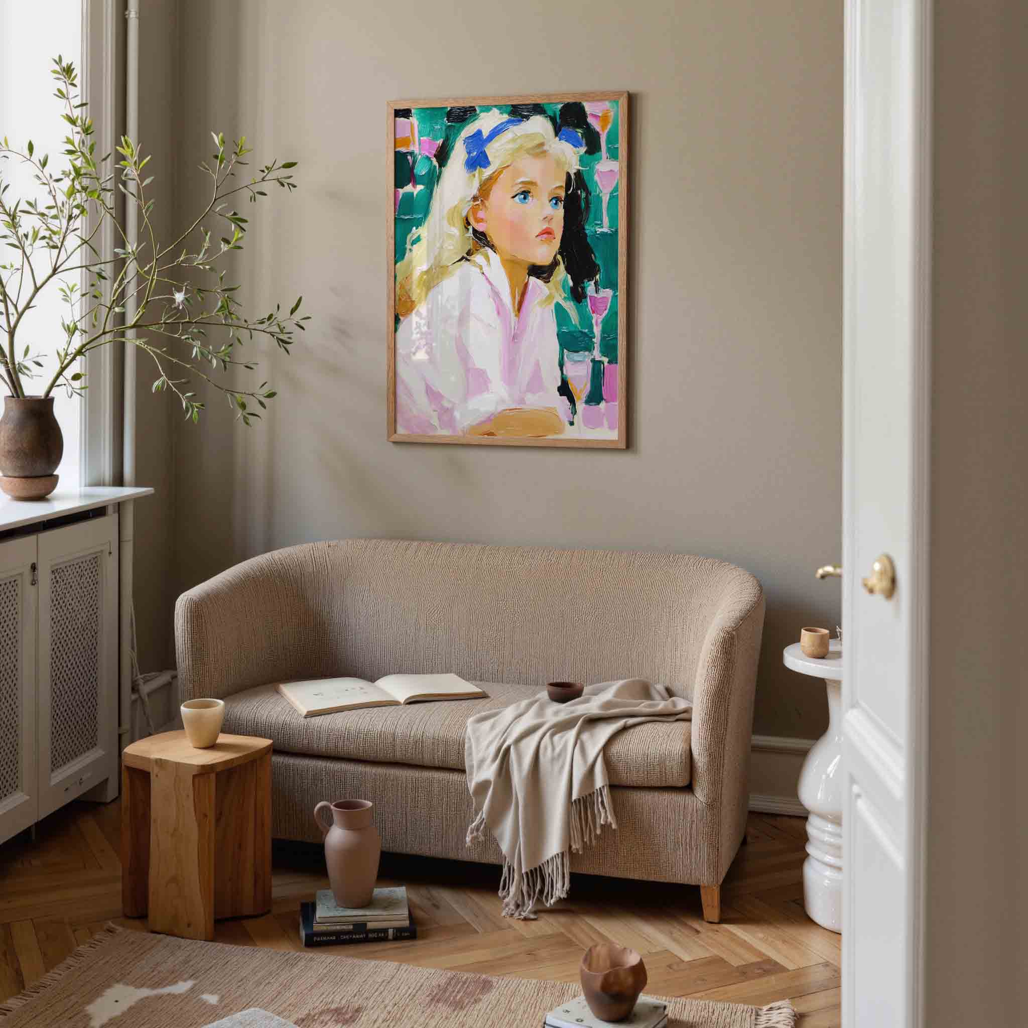 Meisje met blauwe strik Poster