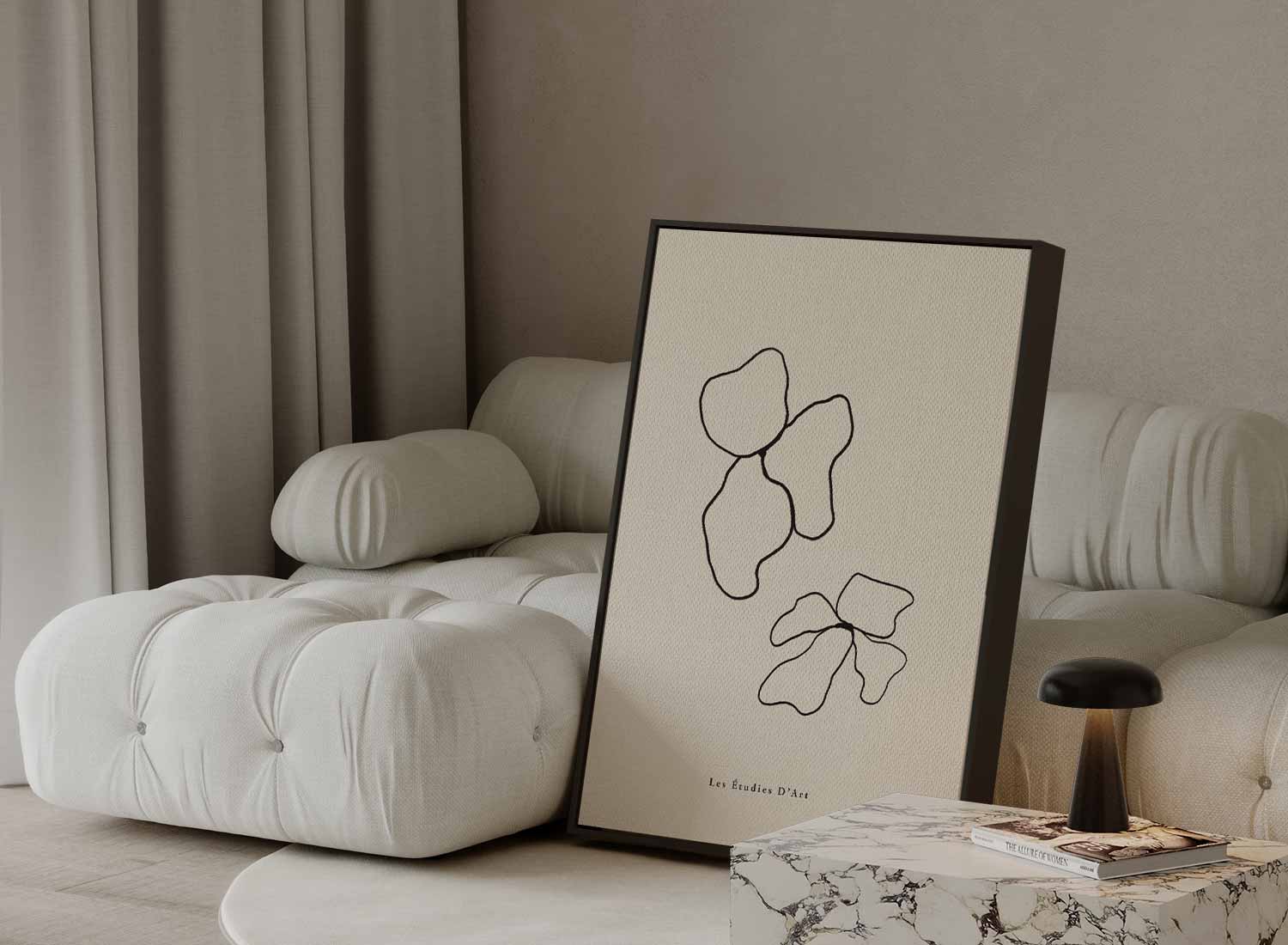 Abstracte Lijnen Bloemenprint Kunstwerk-canvas-dibond-plexiglas-wanddecoratie-WallArtistic