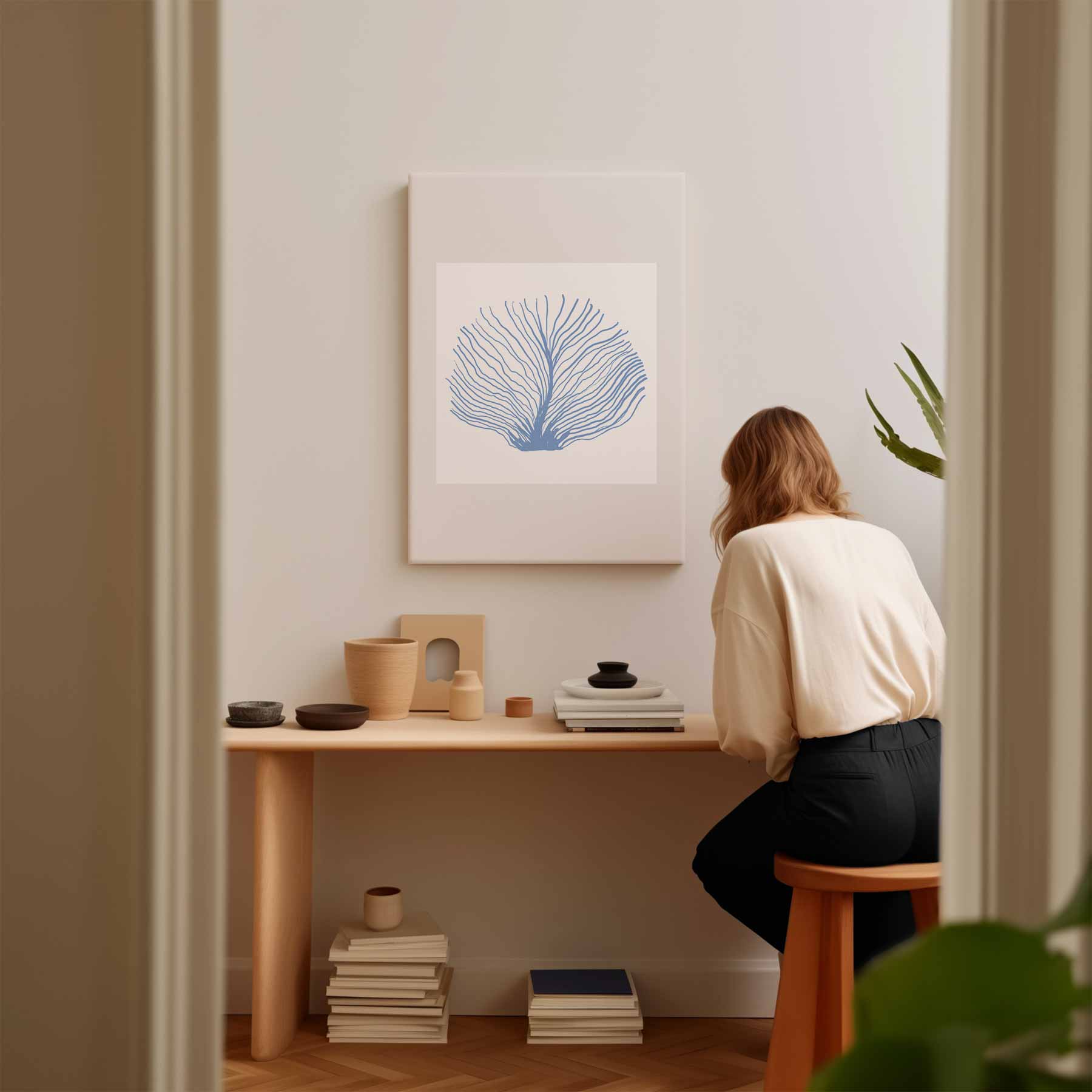 Blauwe Zeeventilator Kunstwerk-canvas-dibond-plexiglas-wanddecoratie-WallArtistic