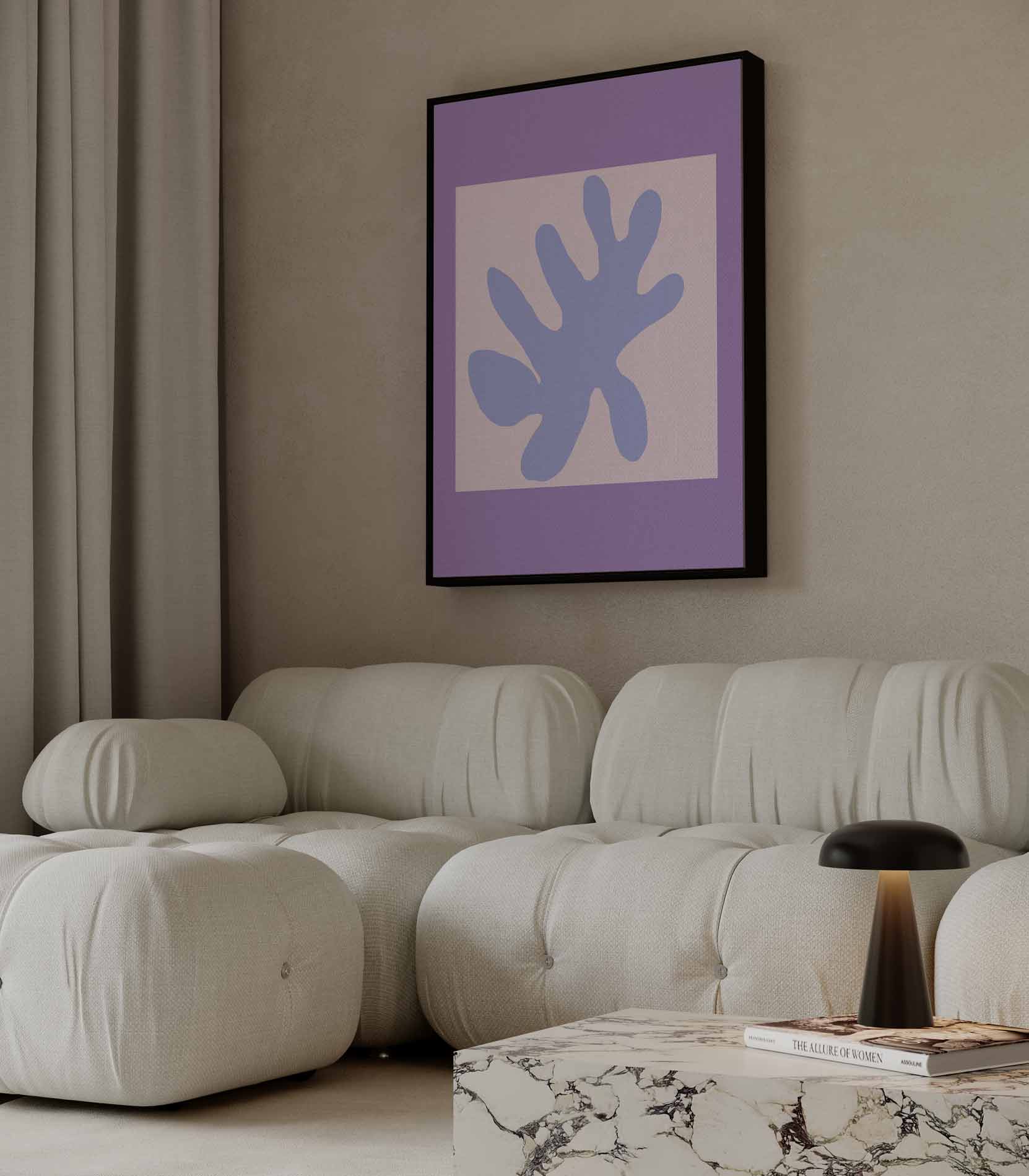 Abstracte Bladvorm in Paarstinten Kunstwerk-canvas-dibond-plexiglas-wanddecoratie-WallArtistic