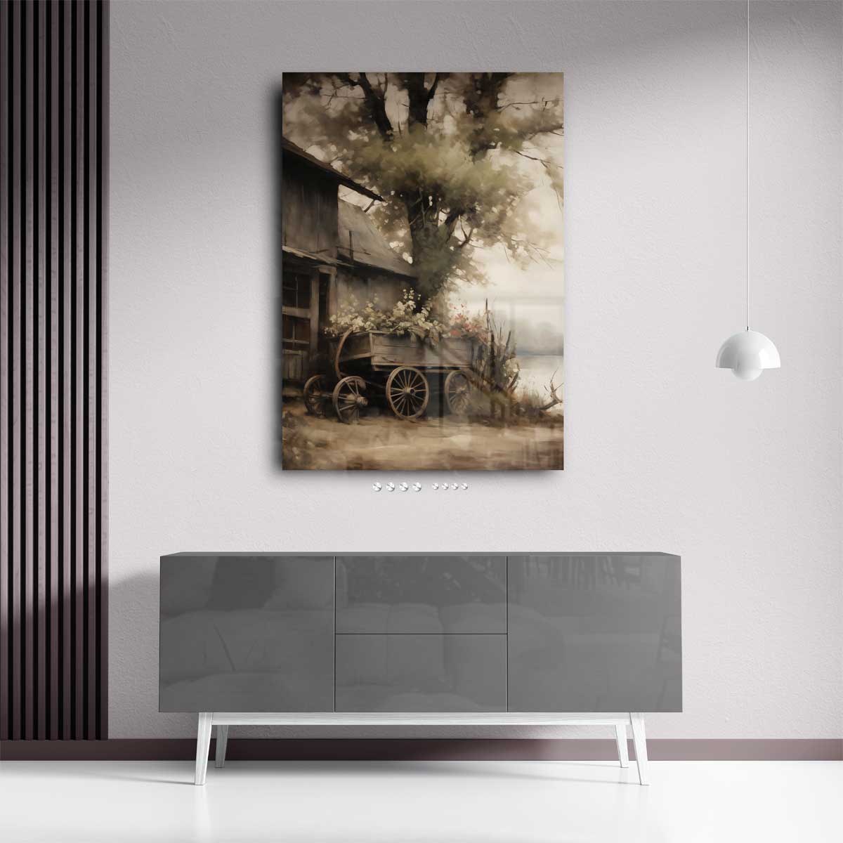 De Rustieke Bloemenkar Kunstwerk-canvas-dibond-plexiglas-wanddecoratie-WallArtistic