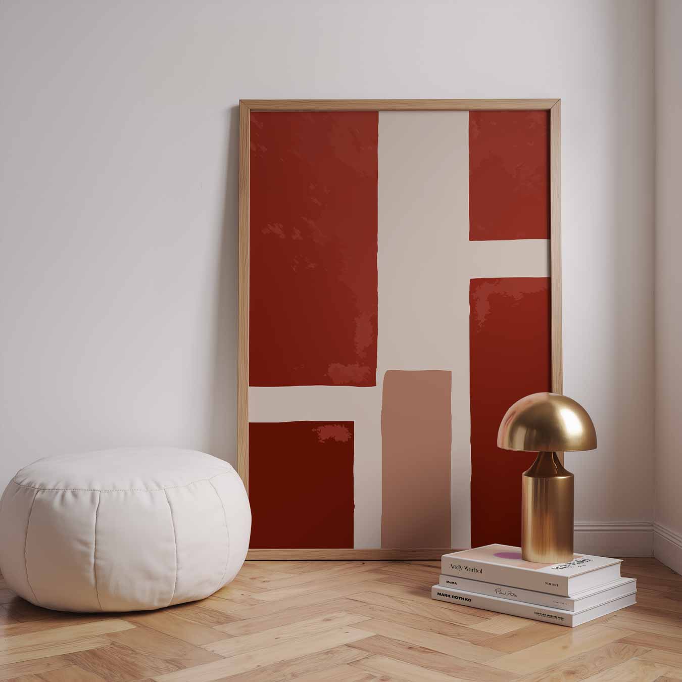 Abstracte Roodbeige Wanddecoratie Poster