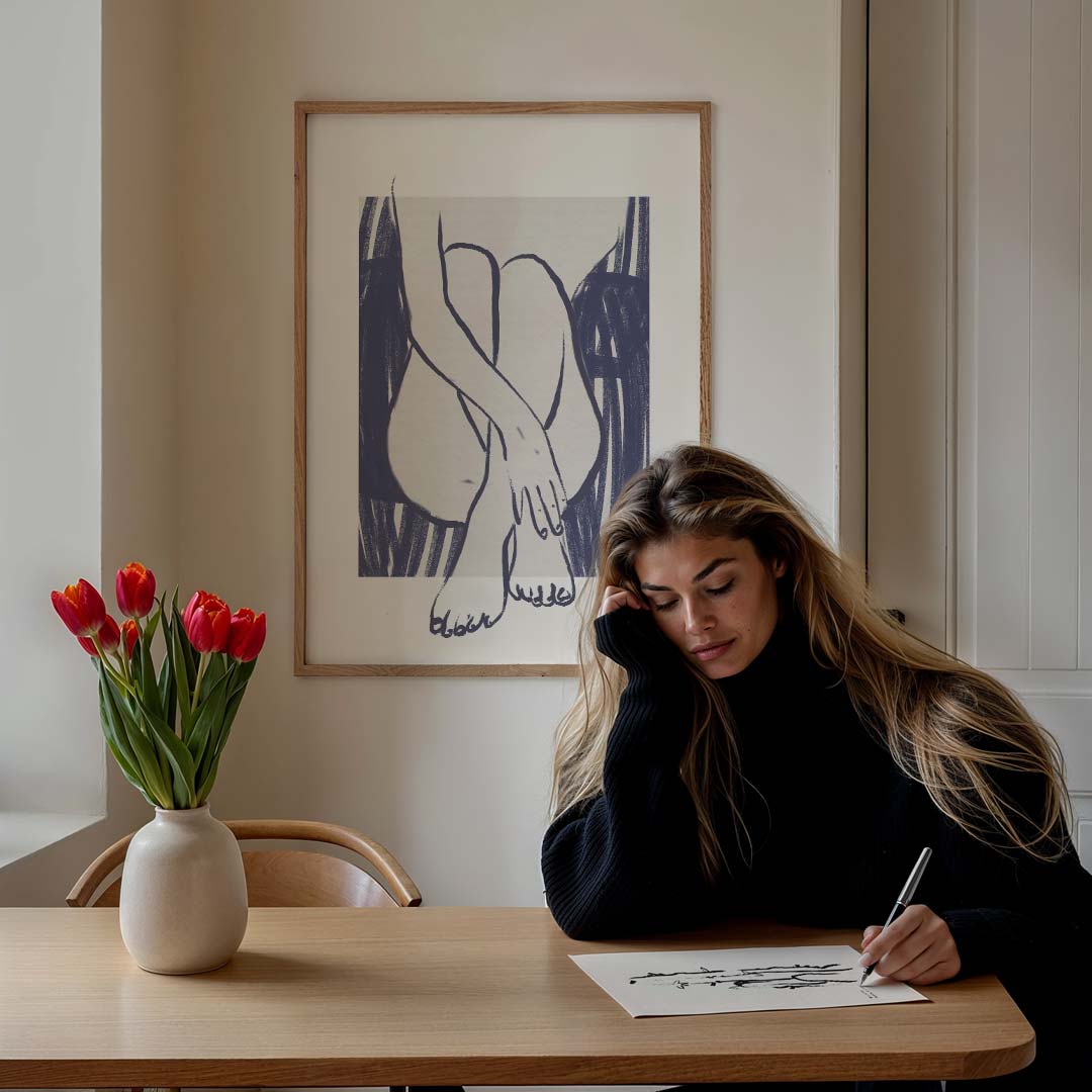 Elegante Lijntekening Vrouw Poster-WallArtistic