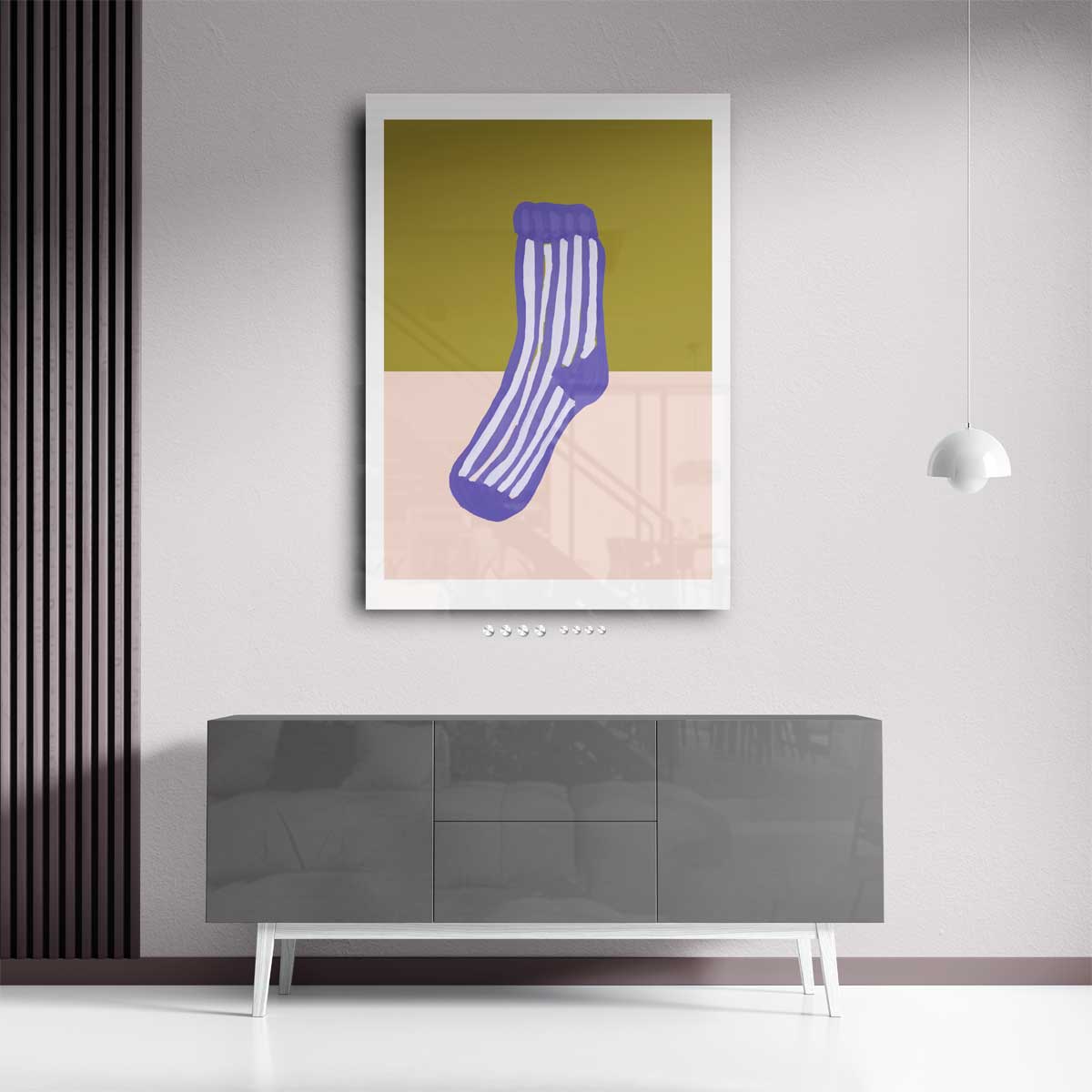 Kleurrijke Gestreepte Sok Schilderij Kunstwerk-canvas-dibond-plexiglas-wanddecoratie-WallArtistic