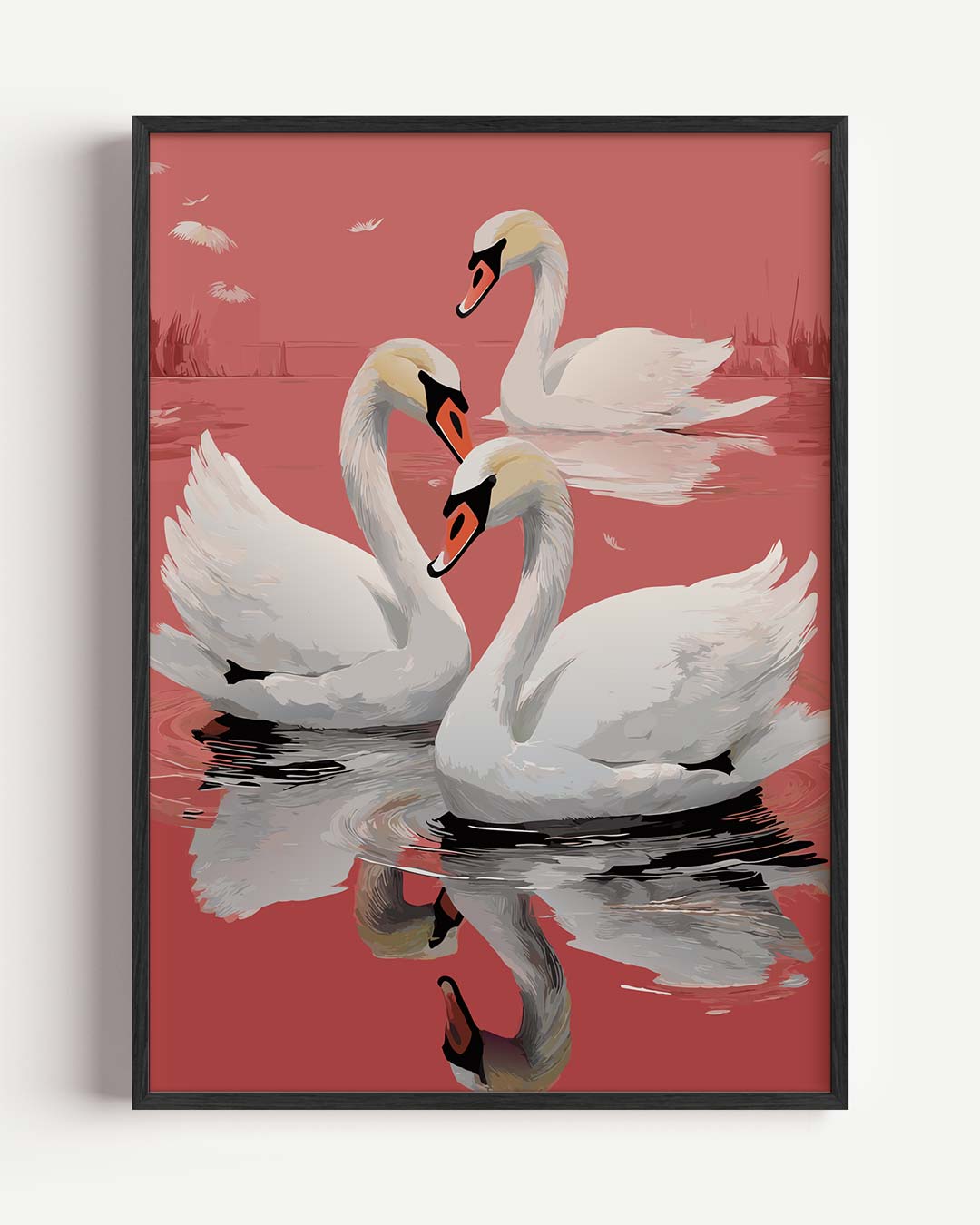 Elegante Zwanen bij Ondergaande Zon Poster