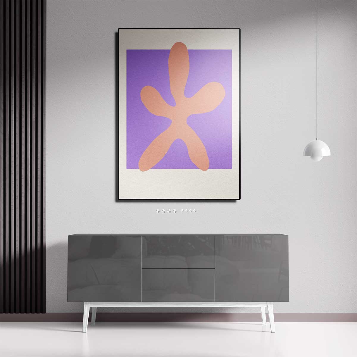 Zachte Vorm op Paarse Achtergrond Kunstwerk-canvas-dibond-plexiglas-wanddecoratie-WallArtistic